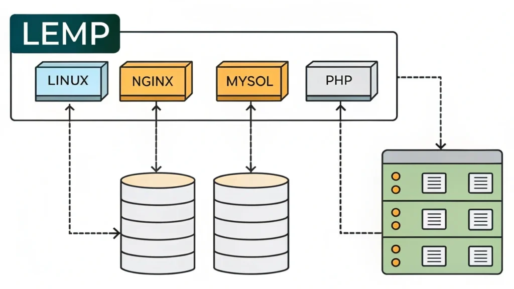 LEMP linux nginx mysql php connet