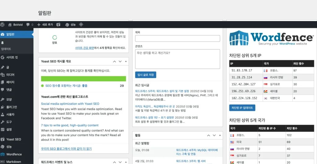 WordPress main page